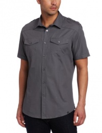 Marc Ecko Cut & Sew Men's Short Sleeve Solid Poplin Military Shirt Marc Ecko Cut & Sew Men's Short Sleeve Solid Poplin Military Shirt