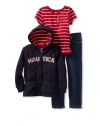 Nautica Sportswear Kids Girls 2-6X Striped 3-Piece Set, New Sport Navy, 6X