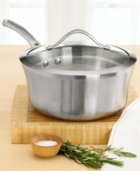 Simmer sumptuous sauces or heat up homemade soups with this top-of-the-line saucepan. Stainless steel build and sleek curved vessel ensure exceptional and consistent cooking results. Stay-cool long handles let you move pan without burning your hands. Glass cover. Dishwasher safe. Lifetime warranty. Simmer sumptuous sauces or heat up homemade soups with this top-of-the-line saucepan. Stainless steel build and sleek curved vessel ensure exceptional and consistent cooking results. Stay-cool long handles let you move pan without burning your hands. Glass cover. Dishwasher safe. Lifetime warranty.