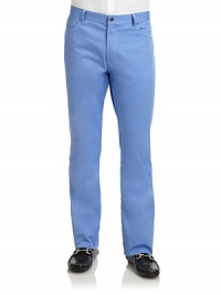 THE LOOKTopstitching detailsBanded waist with belt loopsFront zip with button closureFive-pocket styleStraight legBack logo patchBack welt and patch pocketsTHE FITRise, about 10Inseam, about 34THE MATERIAL73% cotton/25% polyester/2% elastaneCARE & ORIGINMachine washImported THE LOOKTopstitching detailsBanded waist with belt loopsFront zip with button closureFive-pocket styleStraight legBack logo patchBack welt and patch pocketsTHE FITRise, about 10Inseam, about 34THE MATERIAL73% cotton/25% polyester/2% elastaneCARE & ORIGINMachine washImported