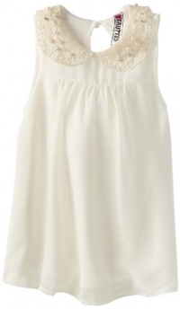 Beautees Girls 7-16 Sleeveless Peter Pan Collar Top, Natural, Large Beautees Girls 7-16 Sleeveless Peter Pan Collar Top, Natural, Large