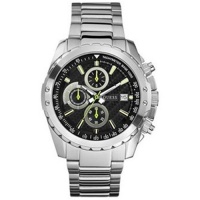 Guess Men's U16526G1 Silver Stainless-Steel Quartz Watch with Black Dial Guess Men's U16526G1 Silver Stainless-Steel Quartz Watch with Black Dial