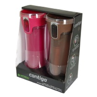 Contigo AUTOSEAL Bella Double Wall Raspberry/Brown 14-ounce Insulated Mug, Set of 2 Contigo AUTOSEAL Bella Double Wall Raspberry/Brown 14-ounce Insulated Mug, Set of 2