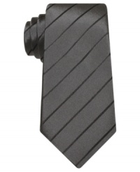 Line it up, knock it down. This striped tie from Bar III conquers your dress wardrobe with unmatched cool. Line it up, knock it down. This striped tie from Bar III conquers your dress wardrobe with unmatched cool.