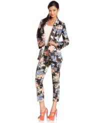 A hot fall must-have, these Bar III Front Row pants feature a bold wallpaper floral-print for an on-trend look -- pair it with the matching jacket! (Clearance) A hot fall must-have, these Bar III Front Row pants feature a bold wallpaper floral-print for an on-trend look -- pair it with the matching jacket! (Clearance)