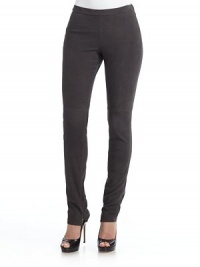 THE LOOKNarrow waistband with side zip closureZip cuffsUnfinished hemTHE FITRise, about 8Inseam, about 33THE MATERIALLeatherCARE & ORIGINDry clean with leather specialistImported THE LOOKNarrow waistband with side zip closureZip cuffsUnfinished hemTHE FITRise, about 8Inseam, about 33THE MATERIALLeatherCARE & ORIGINDry clean with leather specialistImported