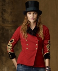 Denim & Supply Ralph Lauren's vintage-inspired military jacket is adorned with engraved buttons and stylish gold trim but perfectly tailored in an unexpectedly soft cotton blend. Denim & Supply Ralph Lauren's vintage-inspired military jacket is adorned with engraved buttons and stylish gold trim but perfectly tailored in an unexpectedly soft cotton blend.