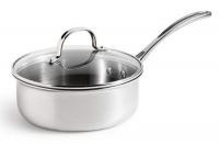 Calphalon Triply Stainless 2-1/2-Quart Shallow Saucepan with Glass Lid Calphalon Triply Stainless 2-1/2-Quart Shallow Saucepan with Glass Lid