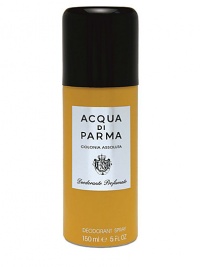 A non-aerosol deodorant spray which imparts the spicy and warm notes of Colonia Assoluta. Use on the body for all day freshness and odor prevention. 5 oz. A non-aerosol deodorant spray which imparts the spicy and warm notes of Colonia Assoluta. Use on the body for all day freshness and odor prevention. 5 oz.
