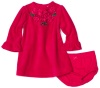 Hartstrings Baby-Girls Newborn Velour Rose Dress, Red, 3-6 Months