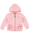 Guess Ruffle Chiffon Hoodie (Sizes 2T - 4T) - pink, 3t