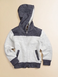 A cotton hoodie with colorblock appeal. Plus, it offers convenient front pockets and zipper front.Attached hoodLong sleevesFront yokeFront zipperSlash pocketsBack yokeCottonMachine washImported A cotton hoodie with colorblock appeal. Plus, it offers convenient front pockets and zipper front.Attached hoodLong sleevesFront yokeFront zipperSlash pocketsBack yokeCottonMachine washImported