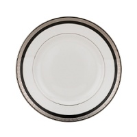 Intricately textured platinum rings on pure white china paired with the fashionably modern look of ebony creates a new sophistication for your table. Intricately textured platinum rings on pure white china paired with the fashionably modern look of ebony creates a new sophistication for your table.