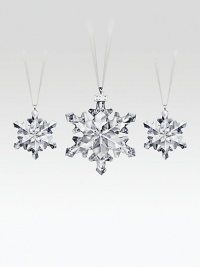 Let it snow shimmer all over your tree with this radiant gift-boxed set, including one 2012 Annual Edition Snowflake ornament and two 2012 Little Snowflake ornaments, dazzling keepsakes to treasure for years.CrystalElegantly gift boxedAnnual Edition snowflake ornament, about 3.25H X 2.5WLittle Snowflake ornaments, about 1.5H X 1.5WMade in Austria Let it snow shimmer all over your tree with this radiant gift-boxed set, including one 2012 Annual Edition Snowflake ornament and two 2012 Little Snowflake ornaments, dazzling keepsakes to treasure for years.CrystalElegantly gift boxedAnnual Edition snowflake ornament, about 3.25H X 2.5WLittle Snowflake ornaments, about 1.5H X 1.5WMade in Austria