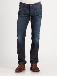 Dressed up or down, this handsome straight-leg silhouette will become a go-to staple. Banded waist with belt loopsFront zip and button closureFive-pocket styleBack logo patchBack studded accentsLogo topstitching on back pocketsInseam, about 34CottonMachine washMade in USA Dressed up or down, this handsome straight-leg silhouette will become a go-to staple. Banded waist with belt loopsFront zip and button closureFive-pocket styleBack logo patchBack studded accentsLogo topstitching on back pocketsInseam, about 34CottonMachine washMade in USA