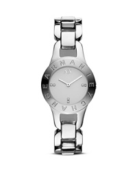 Armani Exchange perfects sleek style with this slim-profile watch. If understated, a logo-engraved bezel and inset crystals lend fashion-forward flair. Armani Exchange perfects sleek style with this slim-profile watch. If understated, a logo-engraved bezel and inset crystals lend fashion-forward flair.