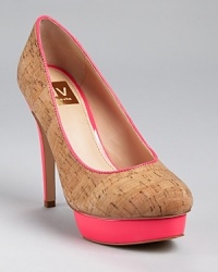 Neon pink looks especially shocking next to natural cork on DV Dolce Vita's Bryce pumps, the perfect way to showcase the season's love of neon. Neon pink looks especially shocking next to natural cork on DV Dolce Vita's Bryce pumps, the perfect way to showcase the season's love of neon.