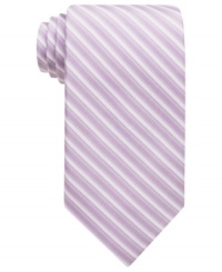 Enter the stripe zone. This Perry Ellis tie reimagines a classic in a pleasing palette. Enter the stripe zone. This Perry Ellis tie reimagines a classic in a pleasing palette.