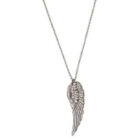 1 7/8 Angel Wing Necklace, 16 Chain In Silver Tone 1 7/8 Angel Wing Necklace, 16 Chain In Silver Tone
