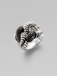 From the Cordelia Collection. An intricate coil of braided sterling silver and black pavé diamonds make for a bold, textural design.Diamonds, 0.75 tcw Sterling silver Imported From the Cordelia Collection. An intricate coil of braided sterling silver and black pavé diamonds make for a bold, textural design.Diamonds, 0.75 tcw Sterling silver Imported