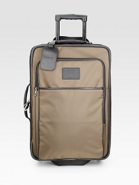 Stylish and structured rolling duffle complete with an abundance of exterior and interior zip pockets and compartments for the expert traveler.Zip closureDouble top handlesExterior, interior pocketsIdentification tagFully linedPolyamide canvas20W x 13H x 6DImported Stylish and structured rolling duffle complete with an abundance of exterior and interior zip pockets and compartments for the expert traveler.Zip closureDouble top handlesExterior, interior pocketsIdentification tagFully linedPolyamide canvas20W x 13H x 6DImported