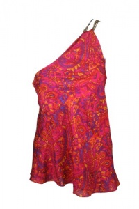 LAUREN Ralph Lauren Womens One Shoulder Paisley Silk Top LAUREN Ralph Lauren Womens One Shoulder Paisley Silk Top