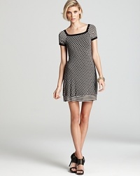 Contrasting prints are tied together by a common palette on this Bailey 44 dress, rendered in a t-shirt like silhouette. Contrasting prints are tied together by a common palette on this Bailey 44 dress, rendered in a t-shirt like silhouette.