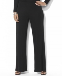 One of the season's most versatile pieces, Lauren Ralph Lauren's plus size belted pant is crafted in smooth matte jersey and features a chic flared leg for a flattering silhouette. One of the season's most versatile pieces, Lauren Ralph Lauren's plus size belted pant is crafted in smooth matte jersey and features a chic flared leg for a flattering silhouette.