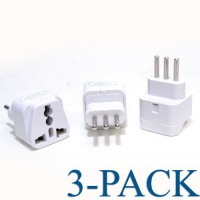 Ceptics Grounded Universal Plug Adapter for Italy (Type L) - 3 Pack Ceptics Grounded Universal Plug Adapter for Italy (Type L) - 3 Pack