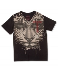 Eye of the tiger. With an imposing graphic, this bold tee from Triple Fat Goose will be the reigning champion in your wardrobe. Eye of the tiger. With an imposing graphic, this bold tee from Triple Fat Goose will be the reigning champion in your wardrobe.