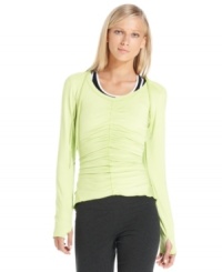 Energize your workout with this ruched hoodie, rendered in a bright, bold color by Calvin Klein Performance. Pair it with yoga pants and get moving! Energize your workout with this ruched hoodie, rendered in a bright, bold color by Calvin Klein Performance. Pair it with yoga pants and get moving!