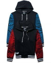 Let loose. Be wild. This zebra print hoodie from Trukfit is your go-to for the urban jungle and beyond. Let loose. Be wild. This zebra print hoodie from Trukfit is your go-to for the urban jungle and beyond.