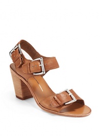 THE LOOKBuckled leather across the vampAdjustable ankle strap with dual bucklesStacked heel, 3¼ (80mm)THE MATERIALLeather upperLeather lining and soleORIGINImported THE LOOKBuckled leather across the vampAdjustable ankle strap with dual bucklesStacked heel, 3¼ (80mm)THE MATERIALLeather upperLeather lining and soleORIGINImported