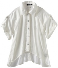 Baby Phat - Kids Girls 7-16 Woven High Low Blouse, Cream, Large Baby Phat - Kids Girls 7-16 Woven High Low Blouse, Cream, Large