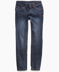 With a snug fit that's still comfy and stretchy, she can stick with skinny style thanks to these jeans from Rocawear. With a snug fit that's still comfy and stretchy, she can stick with skinny style thanks to these jeans from Rocawear.