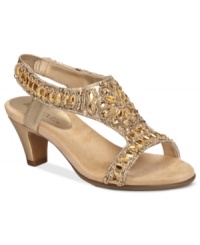 Shine away in these pretty jewels. Aerosoles' Wild Fire sandals feature sparkly stones on the vamp that form a pretty flower mosaic. A cushioned footbed and flexible rubber sole make this style so comfy. Shine away in these pretty jewels. Aerosoles' Wild Fire sandals feature sparkly stones on the vamp that form a pretty flower mosaic. A cushioned footbed and flexible rubber sole make this style so comfy.