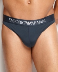 Excellent fit and comfortably snug thong by Emporio Armani. Excellent fit and comfortably snug thong by Emporio Armani.