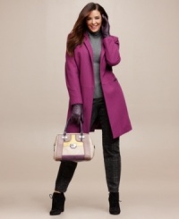 Add a chic layer of warmth to your outfits this cold weather season with DKNYC's single-breasted plus size coat. Add a chic layer of warmth to your outfits this cold weather season with DKNYC's single-breasted plus size coat.