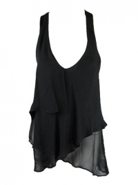 Heather Womens Layered Flutter Sleeveless Racerback Top Heather Womens Layered Flutter Sleeveless Racerback Top