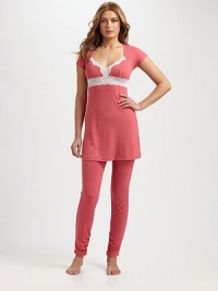Curl up and relax in this ultra-comfortable design of soft-stretch Italian fabric with side ruching details. Narrow elastic waistbandInseam, about 4085% viscose/10% elastane/5% nylonHand washMade in Italy Curl up and relax in this ultra-comfortable design of soft-stretch Italian fabric with side ruching details. Narrow elastic waistbandInseam, about 4085% viscose/10% elastane/5% nylonHand washMade in Italy