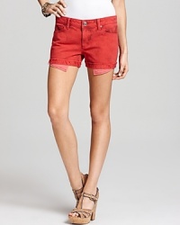 Exposed pockets and a rolled, frayed hem lend these DL1961 shorts to cutting-edge style. Exposed pockets and a rolled, frayed hem lend these DL1961 shorts to cutting-edge style.