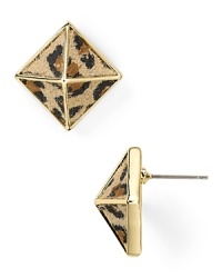 Opt for an edgier take on accessorizing with this pair of pyramid stud earrings from Belle Noel, crafted of 14-karat gold with spot-splashed suede inlays. Opt for an edgier take on accessorizing with this pair of pyramid stud earrings from Belle Noel, crafted of 14-karat gold with spot-splashed suede inlays.