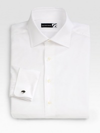 EXCLUSIVELY OURS. Essential style that works every day, woven in crisp, classic-fitting cotton twill with a spread collar. French cuffs Cotton; machine wash Made in Italy Additional Information Men's Dress Shirts & Sportshirts - Neck Sizing (European Equivalents) EXCLUSIVELY OURS. Essential style that works every day, woven in crisp, classic-fitting cotton twill with a spread collar. French cuffs Cotton; machine wash Made in Italy Additional Information Men's Dress Shirts & Sportshirts - Neck Sizing (European Equivalents)