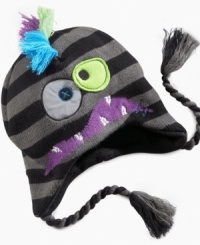 Don't fear the cold. This Greendog monster hat has the right style to keep him toasty in a cool way. Don't fear the cold. This Greendog monster hat has the right style to keep him toasty in a cool way.