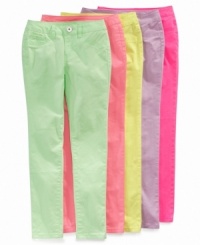 A rainbow of happy hues! Freestyle amps up the color factor with their trendy take on the skinny jean. A rainbow of happy hues! Freestyle amps up the color factor with their trendy take on the skinny jean.