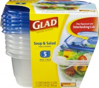 Gladware Soup&Salad Food Storage Containers, 5-Count Packages (Pack of 6) Gladware Soup&Salad Food Storage Containers, 5-Count Packages (Pack of 6)
