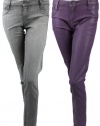 BleuLab womens chalk / plum reversible detour skinny legging jeans