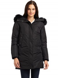 THE LOOKLined hood with fur trim and zip closureZip front with snap closureDual welt pockets with snap closureTHE FITAbout 32 from shoulder to hemTHE MATERIALBody: polycarbonate/nylon/cottonFill: goose down/feathersFur: natural Asiatic raccoon furFully linedCARE & ORIGINDry clean by fur specialistFur origin: FinlandImportedModel shown is 5'10 (177cm) wearing US size Small. THE LOOKLined hood with fur trim and zip closureZip front with snap closureDual welt pockets with snap closureTHE FITAbout 32 from shoulder to hemTHE MATERIALBody: polycarbonate/nylon/cottonFill: goose down/feathersFur: natural Asiatic raccoon furFully linedCARE & ORIGINDry clean by fur specialistFur origin: FinlandImportedModel shown is 5'10 (177cm) wearing US size Small.
