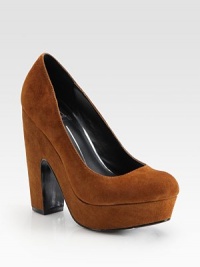 Alluring suede design with a chunky heel and low-cut front. Self-covered heel, 5 (125mm)Covered platform, 1 (25mm)Compares to a 4 heel (100mm)Suede upperLeather liningRubber solePadded insoleImported Alluring suede design with a chunky heel and low-cut front. Self-covered heel, 5 (125mm)Covered platform, 1 (25mm)Compares to a 4 heel (100mm)Suede upperLeather liningRubber solePadded insoleImported