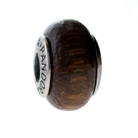 Genuine PANDORA Sterling Silver Acapu Brown Wood Charm 790701 Genuine PANDORA Sterling Silver Acapu Brown Wood Charm 790701